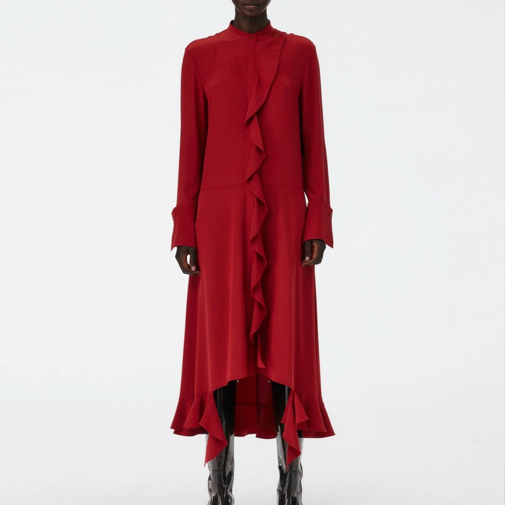 Tibi 4 ply Silk Detached Ruffle Dress
